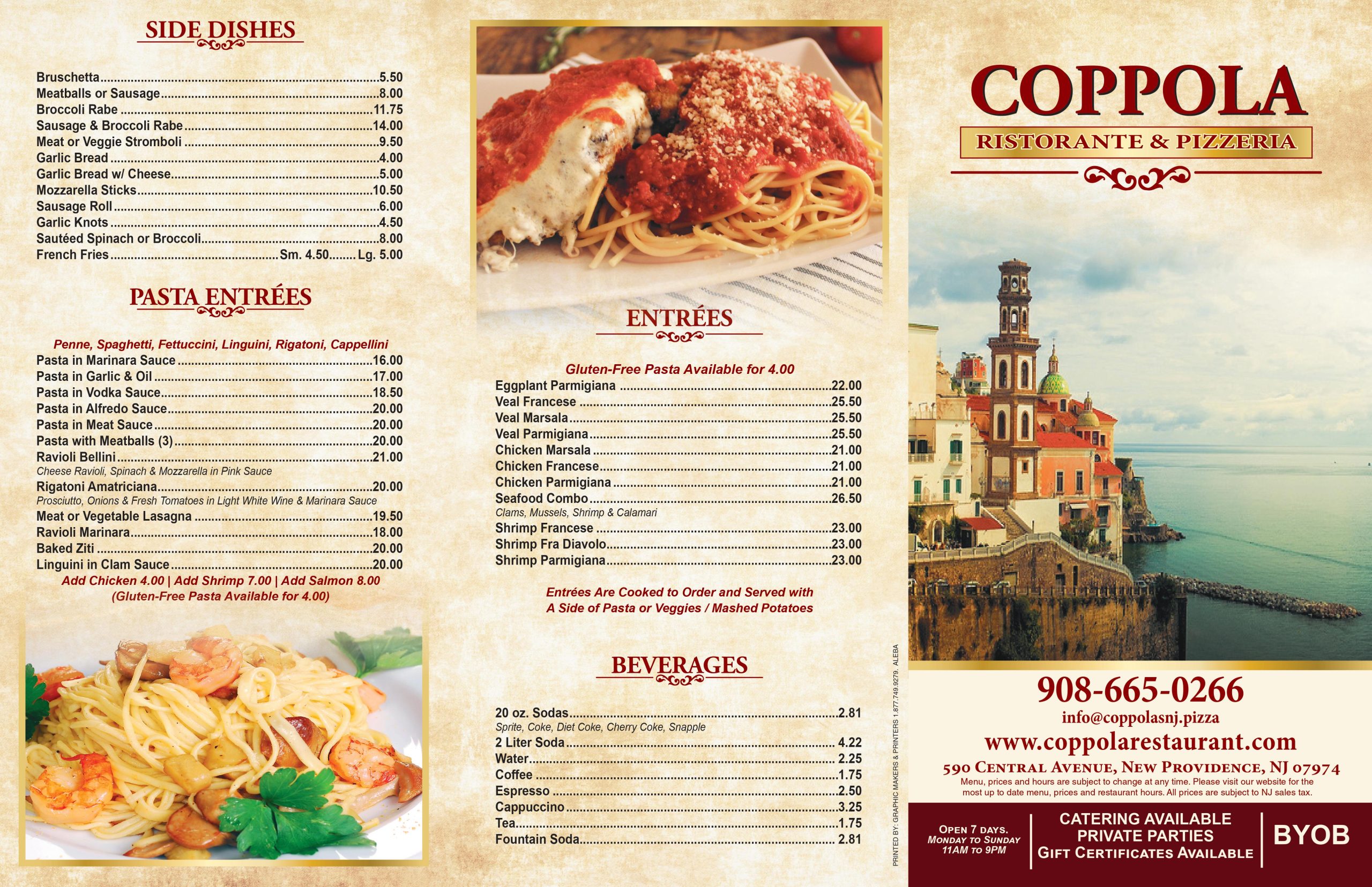 Coppola Pizza Restaurant Menu