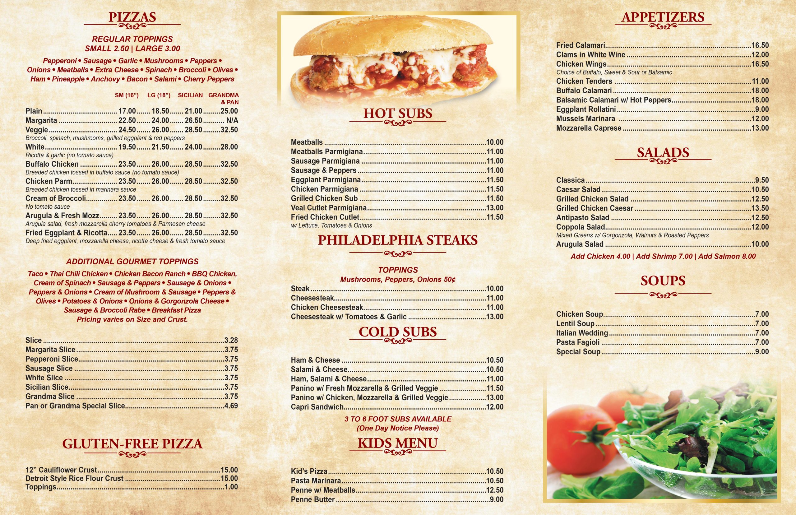 Coppola Pizza Restaurant Menu